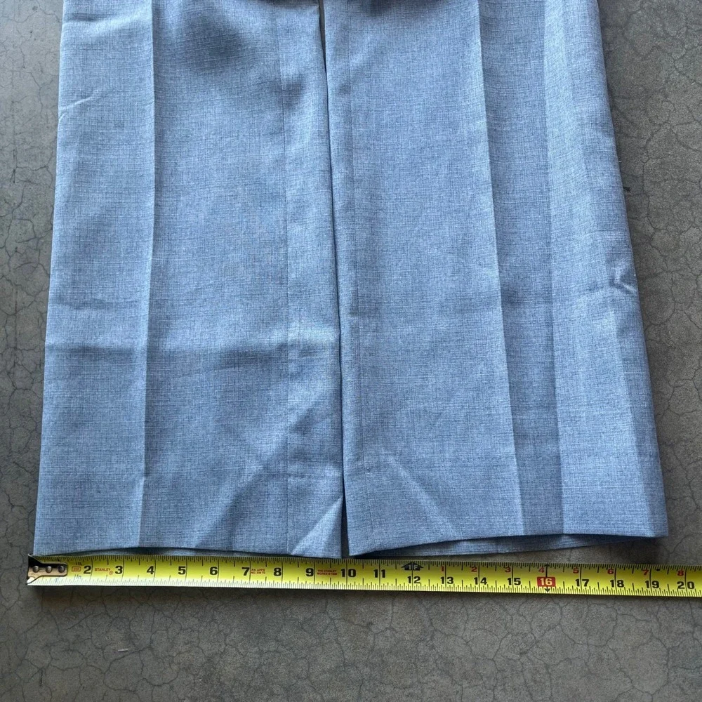 Vintage Mens Wide Leg Trousers Light Blue Flat Front Dress Pants 31x31